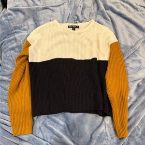 Say What? Colorblock Sweater - Cream, Black, and Tan